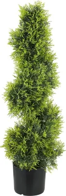 Immagine prodotto di Fortuna Lai Cipresso artificiale 90 cm Pianta artificiale a forma di spirale, plastica Piante artificiali in vaso, decorazione moderna