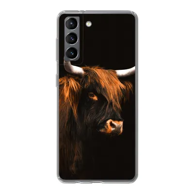 Produktbild von MuchoWow® Handyhülle Schutzhülle Hülle für Samsung Galaxy S21 Schottischer Highlander - Vlies - Kuh Silikon Softcase Handy Hülle - Softcase