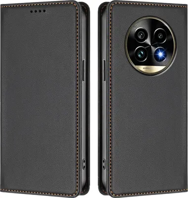 Obrázek produktu pro Kožené pouzdro pro Realme 13 Pro /Realme 13 Pro+ 5G, magnetické flipové pouzdro zPolyuretankůže se stojánkem Černá
