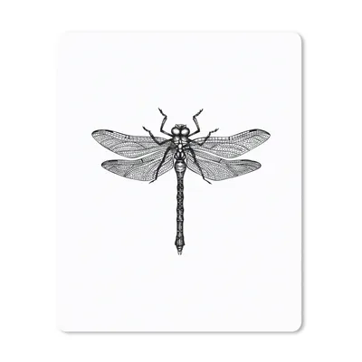 Produktbild von MuchoWow® Mauspad Mousepad Libelle - Insekten - Retro - Schwarz und weiß 30x40 cm - Mousepads - Maus Mat - Pad - Mausunterlage - Mausmatten