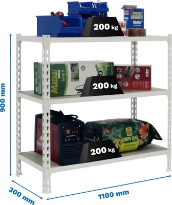 Produktbild von MADERCLICK SUPERPLUS 3/300 900 BRANCO/MADEIRA Metallregal