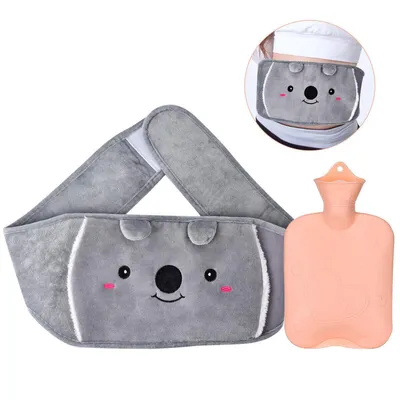 Produktbild von Wärmflasche mit Hüftgurt und Bezug, 1000 ml, PVC-Gummi & Flanell, 120 cm Gürtel, warm/kalt nutzbar, für Rücken- und Bauchschmerzen