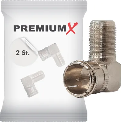 Produktbild von PremiumX 2x F-Stecker F-Quickstecker SAT Schnell F-Kupplung 90°Winkel Verbinder