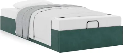 Produktbild von Ottoman-Bett ohne Matratze Dunkelgrün 90x190 cm Samt