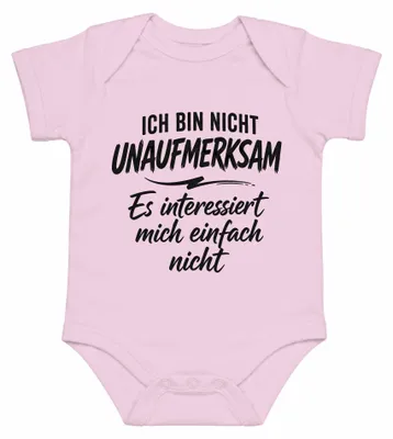 Imagen del producto de No soy descuidada. Me interesa. Declaración. Sarcasmo. Body para bebé, color rosa, talla 0/3