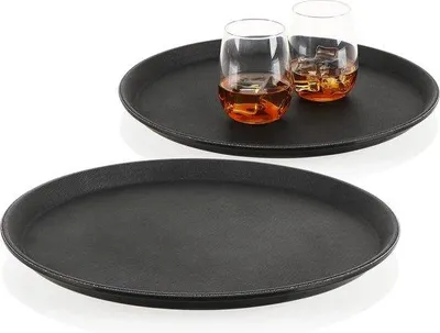 Produktbild von Famanu Servierplatte 2er Set - Runde Servierbretter mit Rand