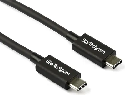 Produktbild von StarTech.com 80cm Passives Thunderbolt 3 Kabel, 40Gbps, 100W PD, 4K/5K Video, Thunderbolt Kabel, Kompatibel mit USB4/DP Alt Mode, Thunderbolt 4, USB 3.2/Typ-C, Männlich, Männlich, 0,8 m, 40 Gbit/s, Schwarz, Nickel