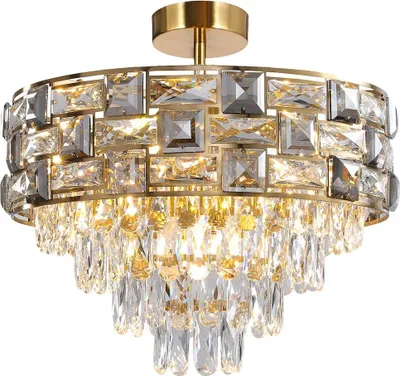 Imagen del producto de CARISMA 9xE14 Lámpara de techo de cristal dorado, modelo Milagro ML8894