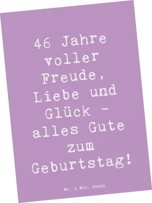 Produktbild von Mr. & Mrs. Panda Postkarte Spruch 46. Geburtstag - Lavendeltraum - Geschenk, herzliche Glückwünsche, Ansichtskarten, Geburtstagsgeschenk, Ansichtskarte, Freude, Grußkarte