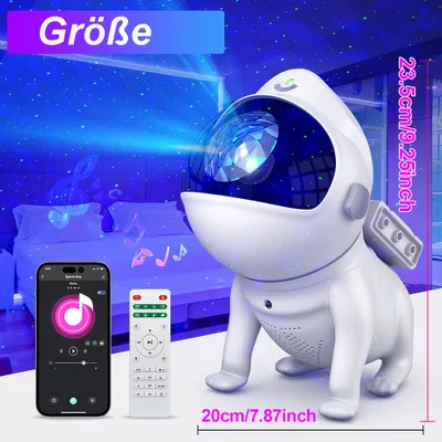 Zdjęcie produktu dla Projektor gwiaździstego nieba z głośnikiem, lampka nocna Galaxy Projector, zdalne sterowanie APP, ściemnianie 360 °, regulowany zegar synchronizacji muzyki, Deco Indoor Kids