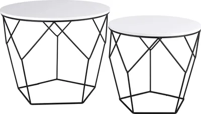 Produktbild von Metalltisch mit weißer Platte, 2er Set