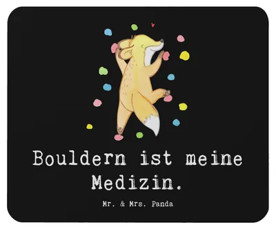 Produktbild von Mr. & Mrs. Panda laptop mousepad Fuchs Bouldern - Schwarz - Geschenk, computer, Mouse Pad, Klettern, Kletterhalle, Mauspad, Boulderhalle, pc, mousematte