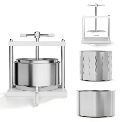 Produktbild von NAIZY 12L Edelstahl Beerenpresse Haushalt Obstpresse Maischepresse Fruchtpresse Weinpresse Manuelle Saftpresse Handpresse Edelstahlkorb Mostpresse Entsafter