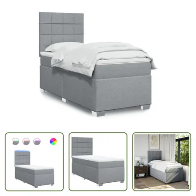 Produktbild von The Living Store Boxspringbett mit Matratze Hellgrau 90x190 cm Stoff
