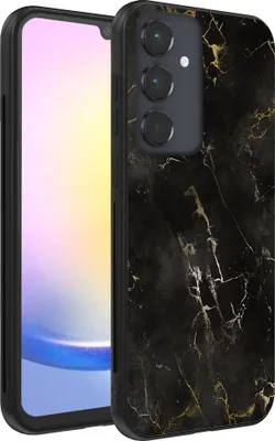 Productafbeelding van Telefoonkoffer geschikt voor de Samsung Galaxy A25, met marmerprint - TPU achterkant, marmerdesign - Zwart
