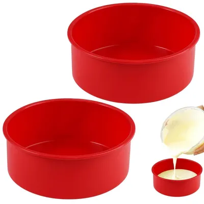 Produktbild von 2 Stück Silikon Backform Rund 15 cm für Kuchen & Käsekuchen