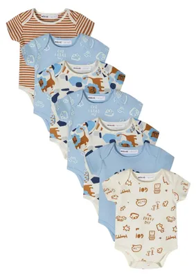Immagine prodotto di Minoti - Body per neonati maschi, maniche corte (confezione da 7) MN277 (74) (azzurro/bianco/rosso)