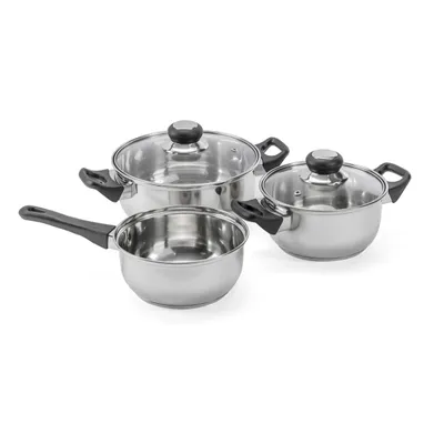 Produktbild von 5tlg TOPFSET Kochtopfset Töpfe Induktion Edelstahl mit Glasdeckel Kasserolle SSW