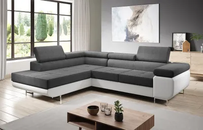 Produktbild von FurMeb24 - Ecksofa AVIO L  - LINKE SEITE , Sofa mit Bettk€sten und Schlaffunktion - (Orinoco 96 + Madryt 120)