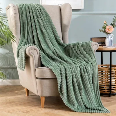 Produktbild von Kuschelige Fleecedecke Flanelldecke Uni Decken Couchdecke Flauschig Überwurf Mikrofaser Tagesdecke Sofadecke für Bett Sofa Schlafzimmer Büro 50x60 Inch 125x150cm Matcha Grün