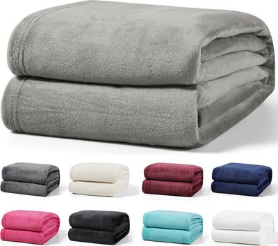 Kuscheldecke 220x240 cm Grau Wohndecke Flauschige Winter Decke Sofadecke Fleecedecke