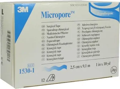 Produktbild von Micropore 2,5 cm x 9,1 m 12 Rollen weiß Fixierpflaster