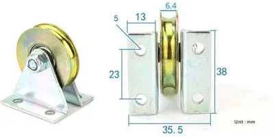 Immagine prodotto di Rulli in acciaio da 38 mm per porte scorrevoli da 100 kg