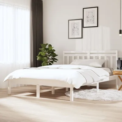 Productafbeelding van Maison Exclusive - Massief houten bed, wit, 135x190 cm