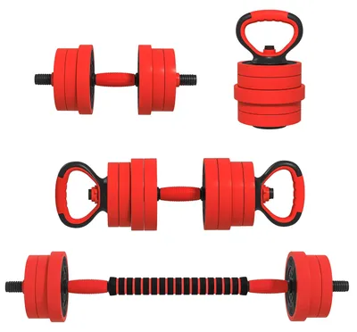 Immagine prodotto di Set Pesi da Palestra 4 in 1 da 20kg Convertibile in Kettlebell Manubri Bilanciere Rosso