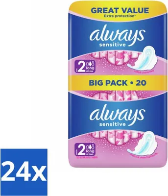 Produktbild von Always - Damenbinden - Lang - Sensitiv - 20 Damenbinden - Vorteilspack - 24 Stücke