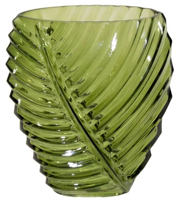 Produktbild von Mega Collections Vase Leafy - grun - Blatt-Relief - 11 x 21 cm