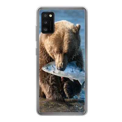 Produktbild von MuchoWow® Handyhülle Schutzhülle Hülle für Samsung Galaxy A41 Bär - Braun - Fisch Silikon Softcase Handy Hülle - Mobiltelefon