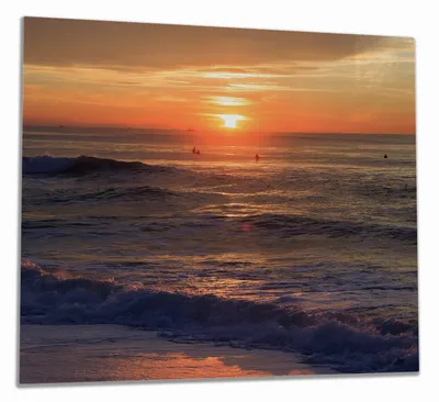 Produktbild von Wallario Herdabdeckplatte aus Glas, Größe 60 x 52 cm 1-teilig, Motiv Sonne über dem Meer
