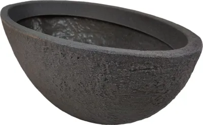 Produktbild von Pflanzschale XXL oval grau Pflanztopf Steinoptik Kunststoff 70x40cm