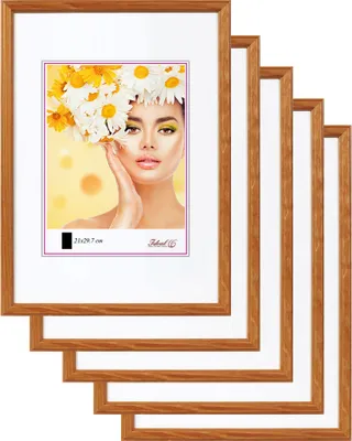 Produktbild von 3er 5er Set Holz Bilderrahmen Foto Rahmen Holzrahmen Wanddeko Collage Poster S236 - Farbe: 5er Pack Eiche | Format: 40x50