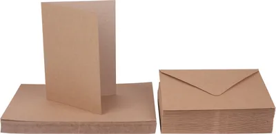 Produktbild von XXL Doppelkarten mit Umschlägen "Kraftpapier", 18 x 13 cm, 50 Stück