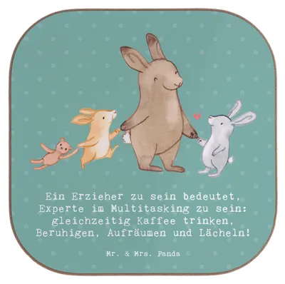 Produktbild von Mr. & Mrs. Panda Untersetzer für Gläser Multitasking Erzieher - Meeresbrise - Geschenk, gläseruntersetzer, Zuneigung, Berufsliebe, kreative Geschenke, Danke sagen, Beruf