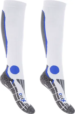 Produktbild von CFLEX Herren & Damen Running Kompressions Strümpfe (2 Paar), Sport Kniestrümpfe - Weiss-Blau 35-38