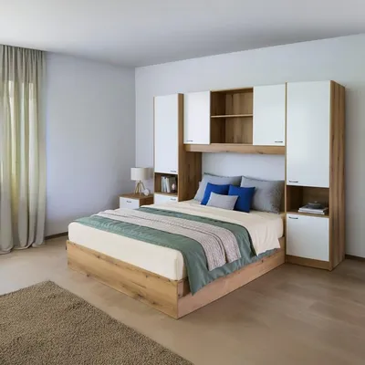 Obrázok produktu pre Kondela Manželská posteľ s roštom a nadstavcom Milaga 160x200 cm - biela vysoký lesk