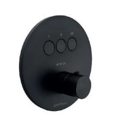 Produktbild von Paffoni Compact Box - Unterputz-Thermostat-Armatur, für 3 Verbrauchsgeräte, Schwarz matt CPT019NO