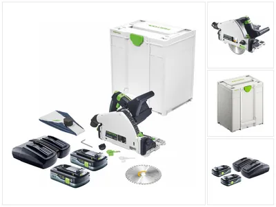 Produktbild von Festool TSC 55 KEB-Basic Akku Tauchsäge 18 V / 36 V ( 2x 18 V ) 160 mm Brushless + 2x Akku 4,0 Ah + Doppelladegerät + Systainer