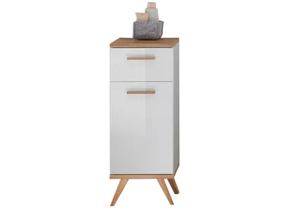 Obrázok produktu pre Unterschrank >Jenn< in Weiß/Hochglanz aus Glas - 35,5x89,5x33cm (BxHxT)