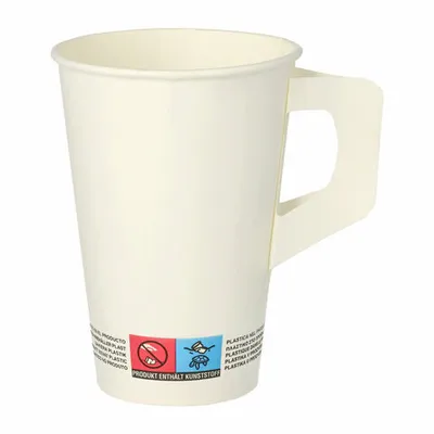 Produktbild von 80x Henkelbecher Kaffeebecher weiß Pappe beschichtet 200 ml