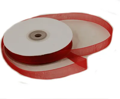 Produktbild von Organzaband 12 mm x 50 m dunkelrot - Organzabänder Seiten abgenäht