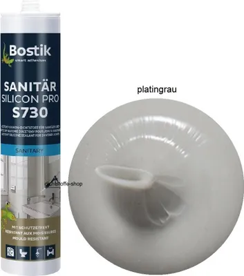 Produktbild von Bostik S730 Sanitär Silicon Pro 300ml Kartusche Silikon Fugen Dichtstoff Platingrau