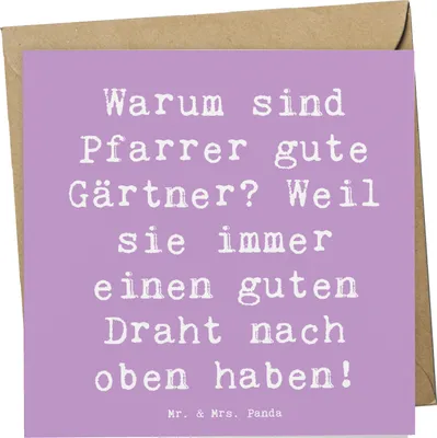 Produktbild von Mr. & Mrs. Panda Grußkarte Spruch Pfarrer Gärtner - Lavendeltraum - Geschenk, liebevoll, faltkarte, anlasskarte, handgefertigte Geschenke, Berufspassion, doppelkarte