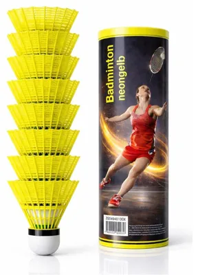 Produktbild von Federball Badmintonball Federbälle - 6 Stück - Gelb - Für drinnen und draußen