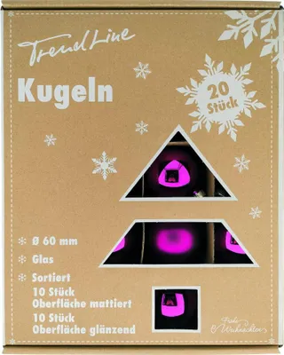 Produktbild von TrendLine Deko Set aus 20 Christbaumkugeln aus Glas 6 cm lila