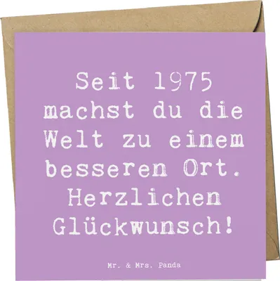 Produktbild von Mr. & Mrs. Panda Grußkarte Spruch 1975 Geburtstag - Lavendeltraum - Geschenk, Glückwunsch, anlasskarte, Geburtsjahr, feiern, faltkarte, besondere Geburtstagsgeschenke