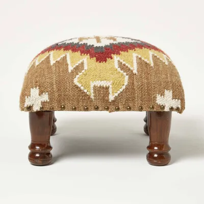 Produktbild von HOMESCAPES Kelim Hocker Jaipur 40 x 40 x 25 cm - Polsterhocker mit Kelim-Bezug